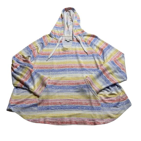 Kookaburra by UGG Light & Airy French Terry Lounge Hoodie Beach Stripes Sz L - Picture 4 of 15